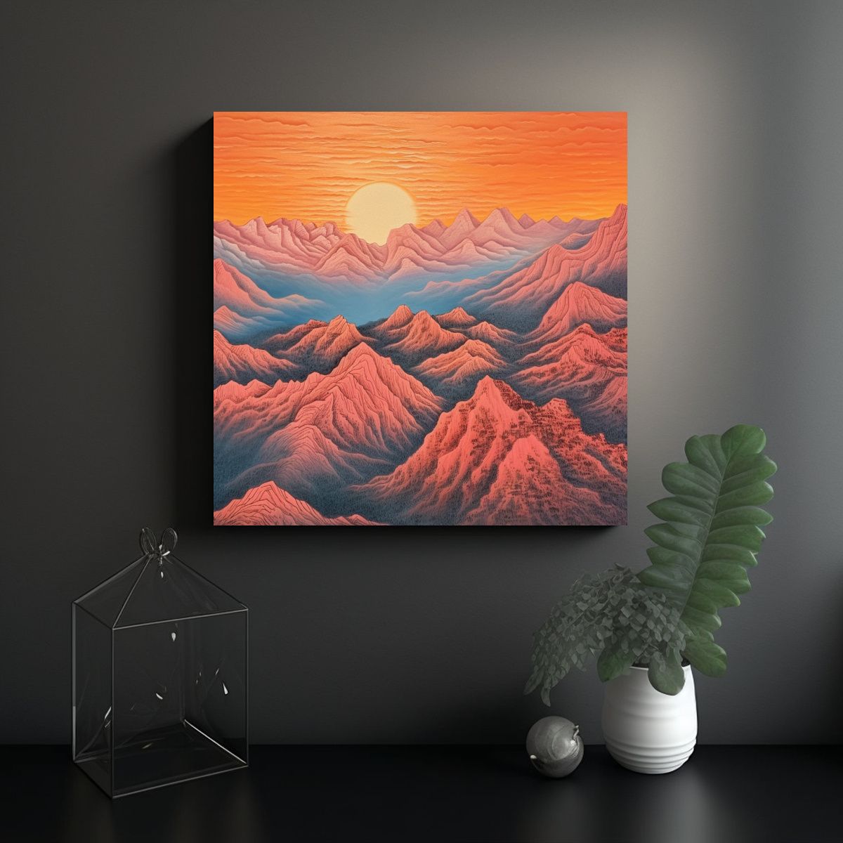 GENERICO - Pinturas Decorativas Montañosas De época En 70x70 Cm