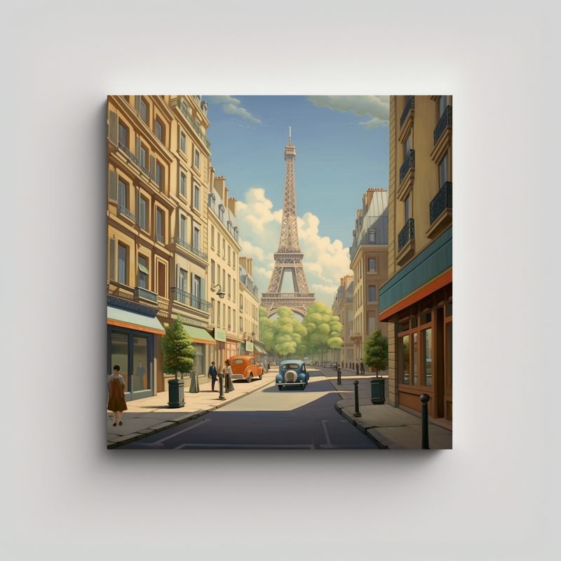 GENERICO - Pintura Decorativa De Escena Urbana Moderna Con 90x90 Cm