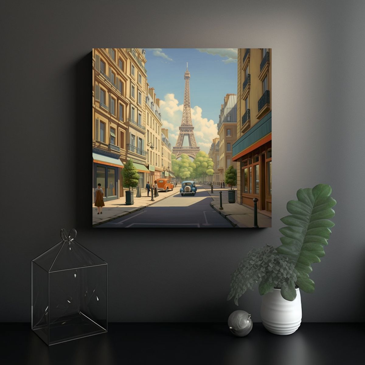 GENERICO - Pintura Decorativa De Escena Urbana Moderna Con 50x50 Cm