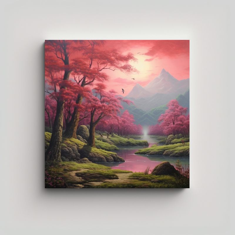 GENERICO - Pintura Paisajística En Lienzo Con Diseño 50x50 Cm