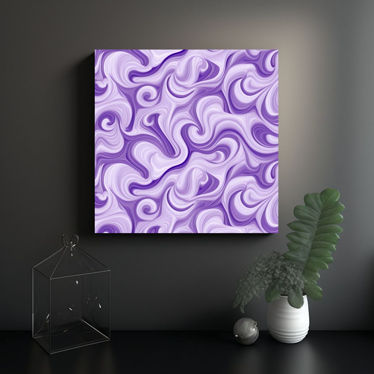 GENERICO - Cuadro Patron Intenso Estetico Morado Blanco Giro 70x70 Cm