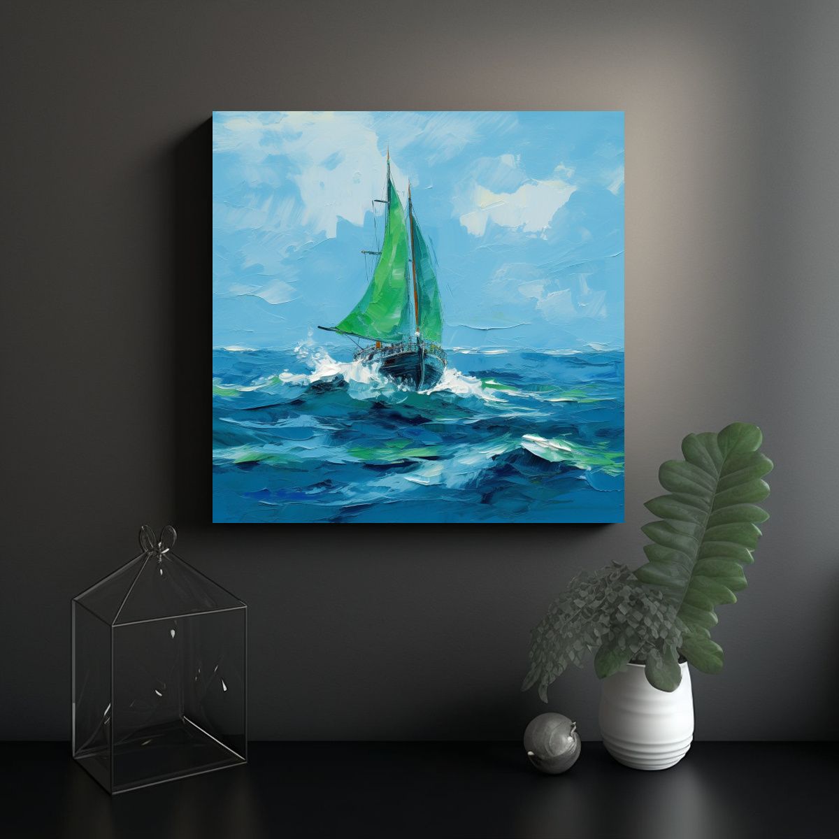 GENERICO - Cuadro Expresión Sensibilidad Artística Barco 70x70 Cm