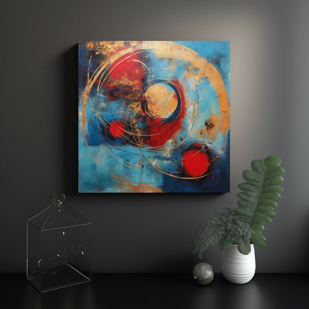 GENERICO - Pintura Moderna Abstracta En Lienzo Con 80x80 Cm