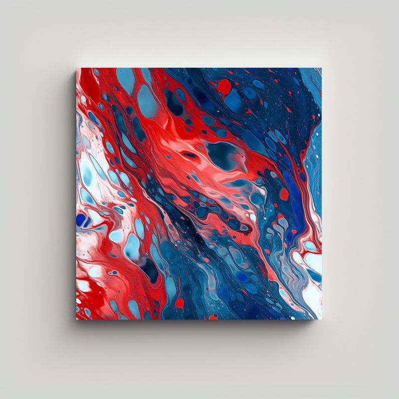 GENERICO - Pintura Abstracta óleo Cuadro Expresión Azul Y 70x70 Cm
