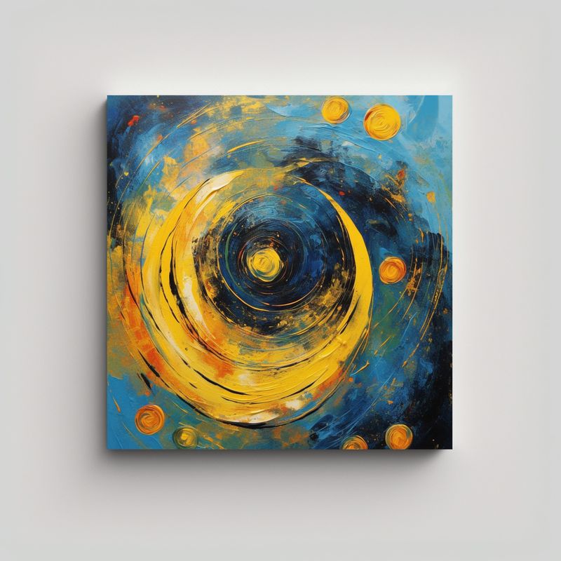 GENERICO - Pintura Moderna En Lienzo Abstracto Azul Y 90x90 Cm