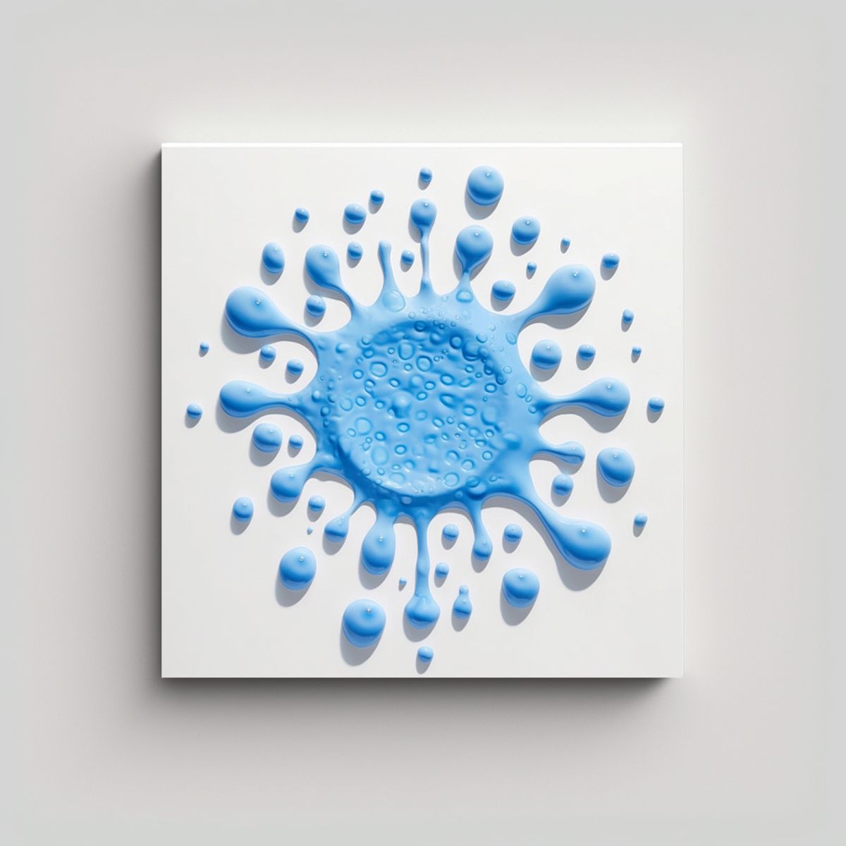 GENERICO - Cuadro Abstracto Con Gotas Azules En Fondo Blanco 50x50 Cm