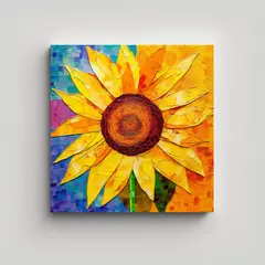 GENERICO - Cuadro Lienzo Belleza Natural Girasol Grande En 50x50 Cm