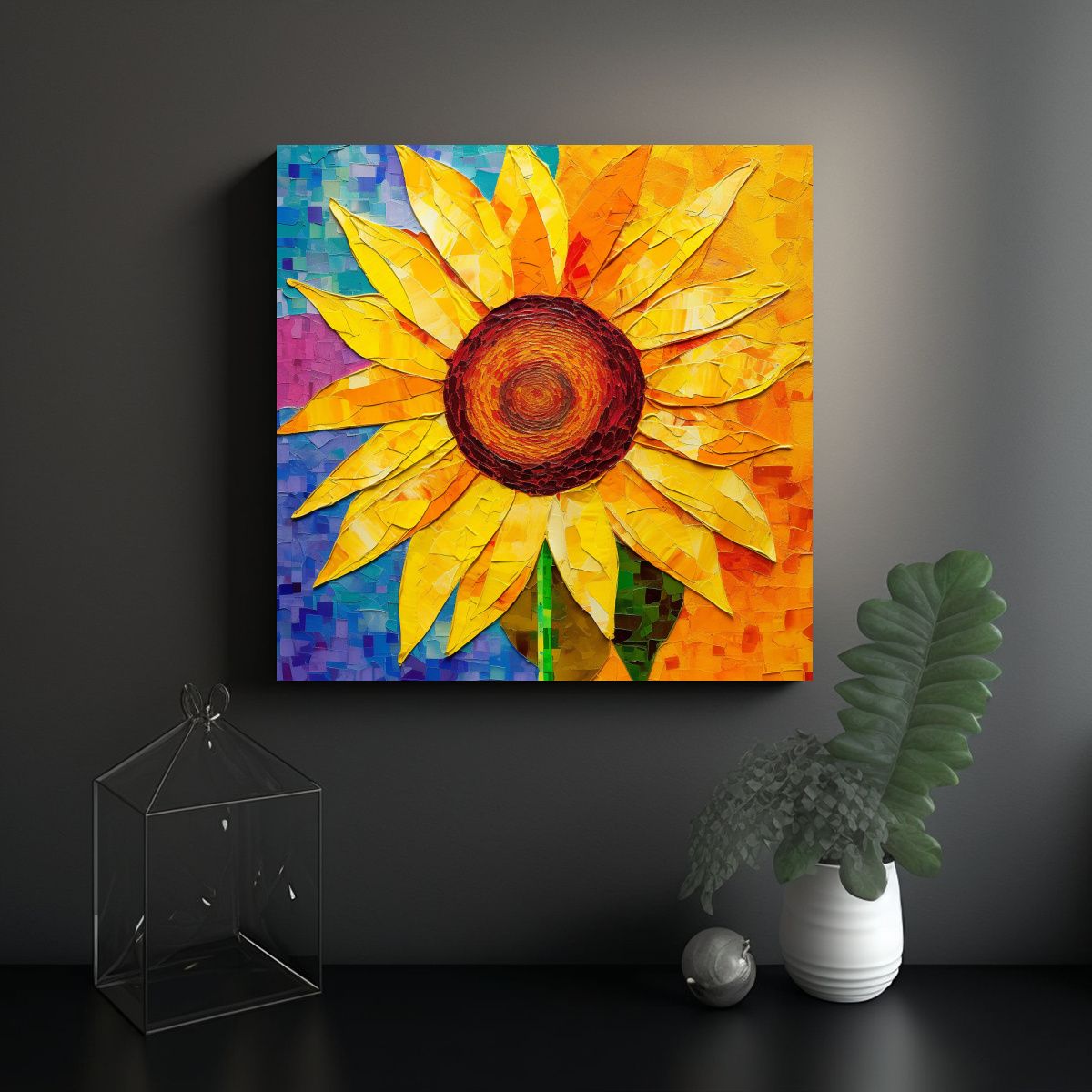 GENERICO - Cuadro Lienzo Belleza Natural Girasol Grande En 50x50 Cm