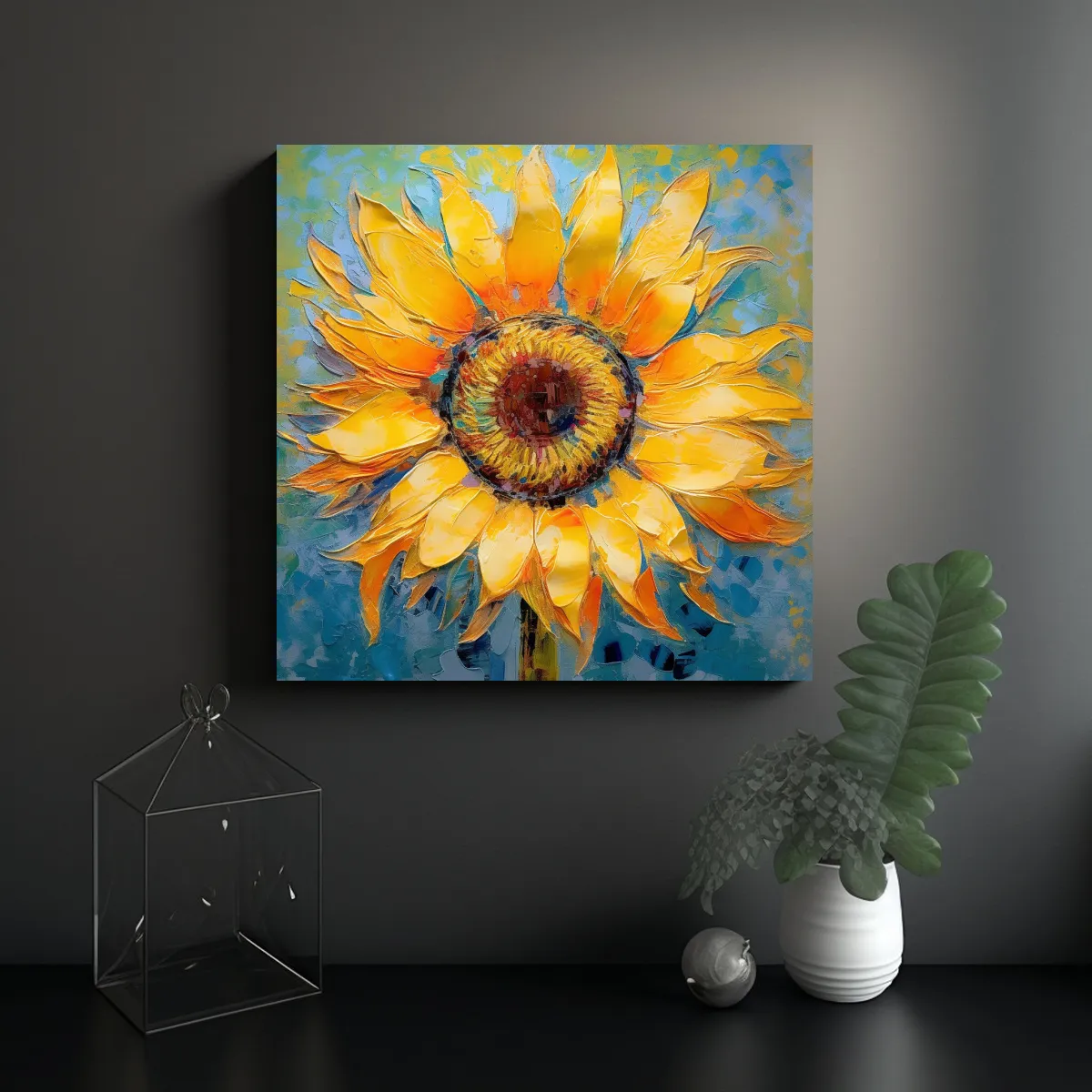 GENERICO - Cuadro Decorativo Sunflower En Bastidor 90x90 Cm