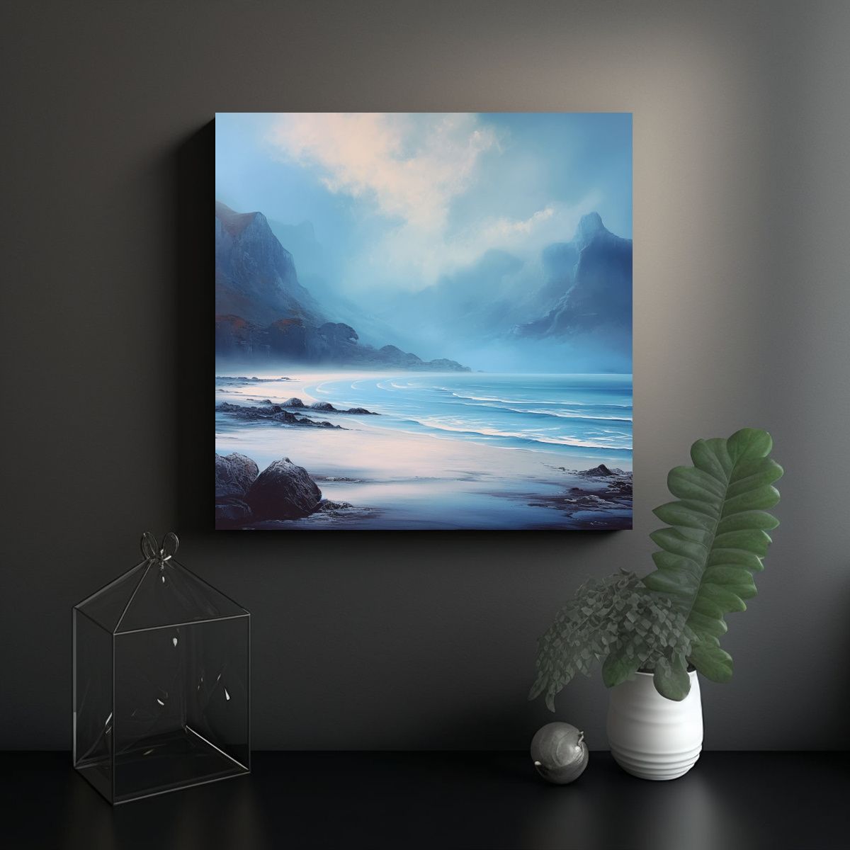 GENERICO - Pinturas Decorativas De Playa Brumosa Y Montaña 60x60 Cm