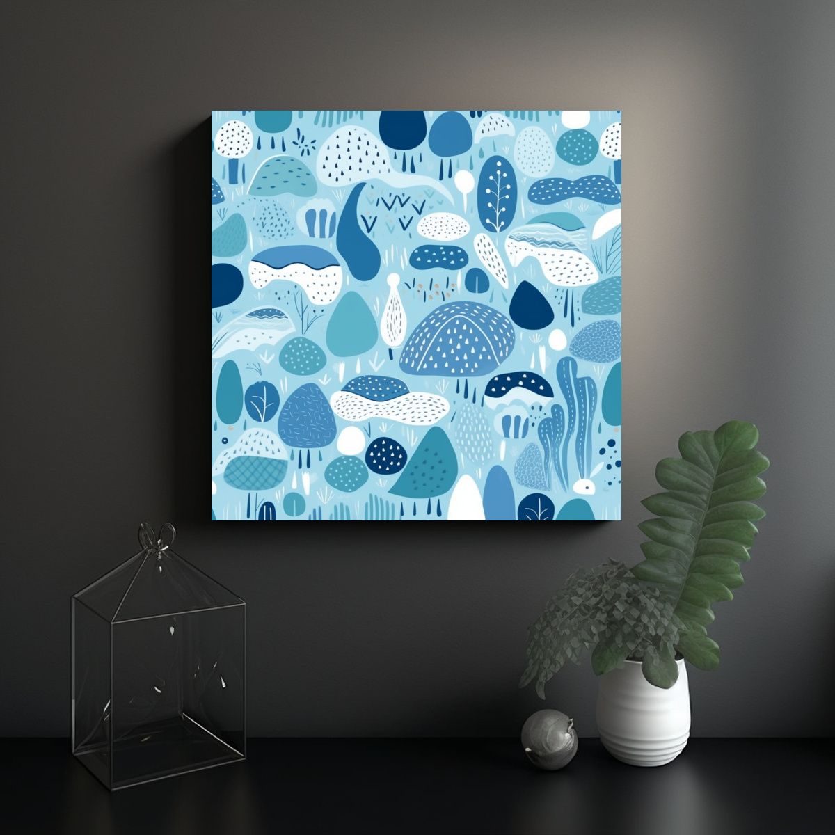GENERICO - Cuadro Movimiento Abstracto Azul Pastel Para 50x50 Cm