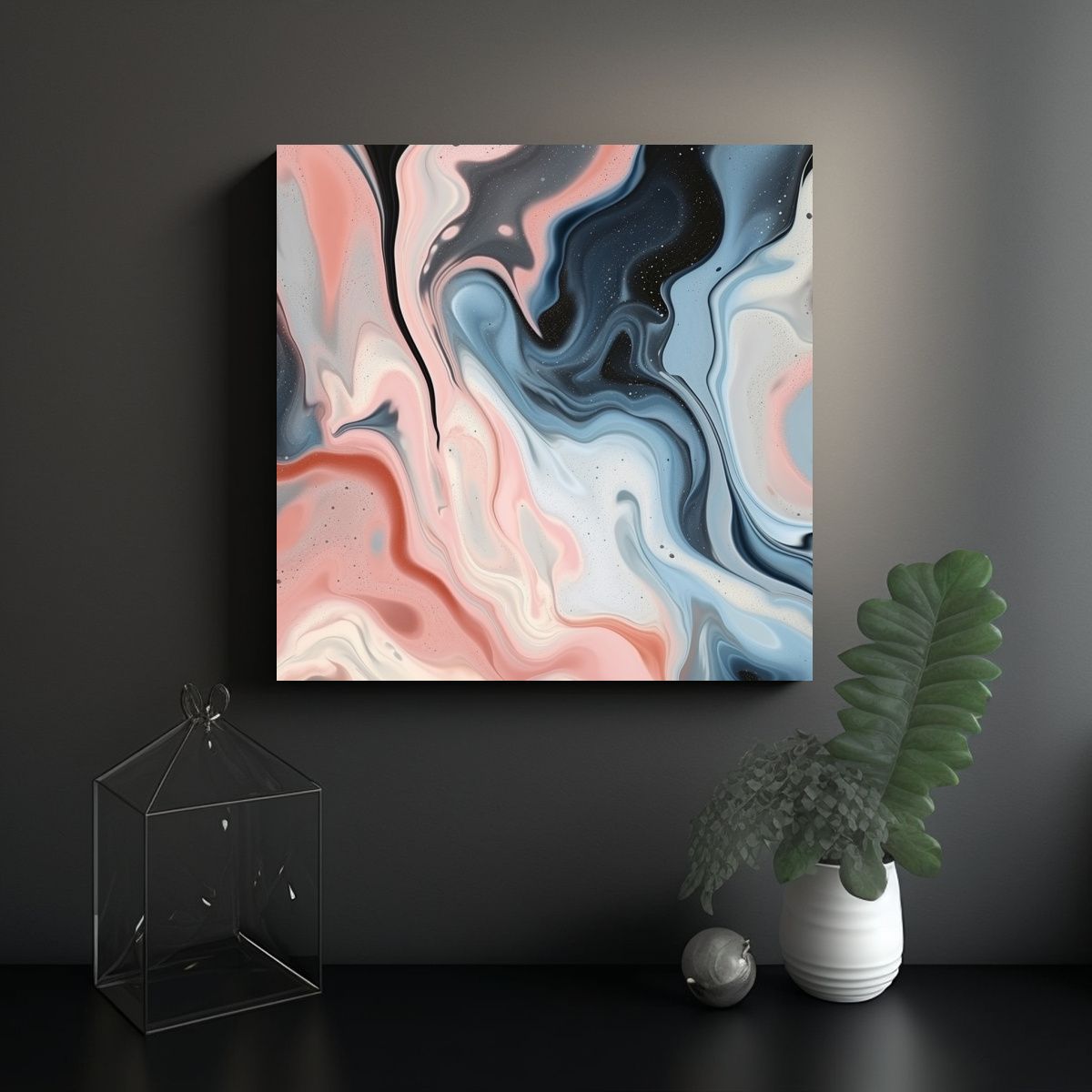 GENERICO - Cuadros Modernos Abstractos En Tonos Pasteles De 70x70 Cm