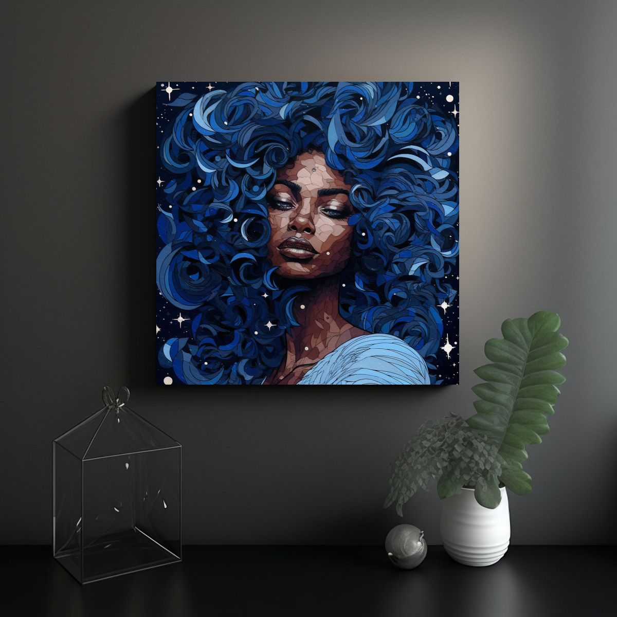 GENERICO - Pinturas Decorativas De Mujer Negra En Papel 60x60 Cm