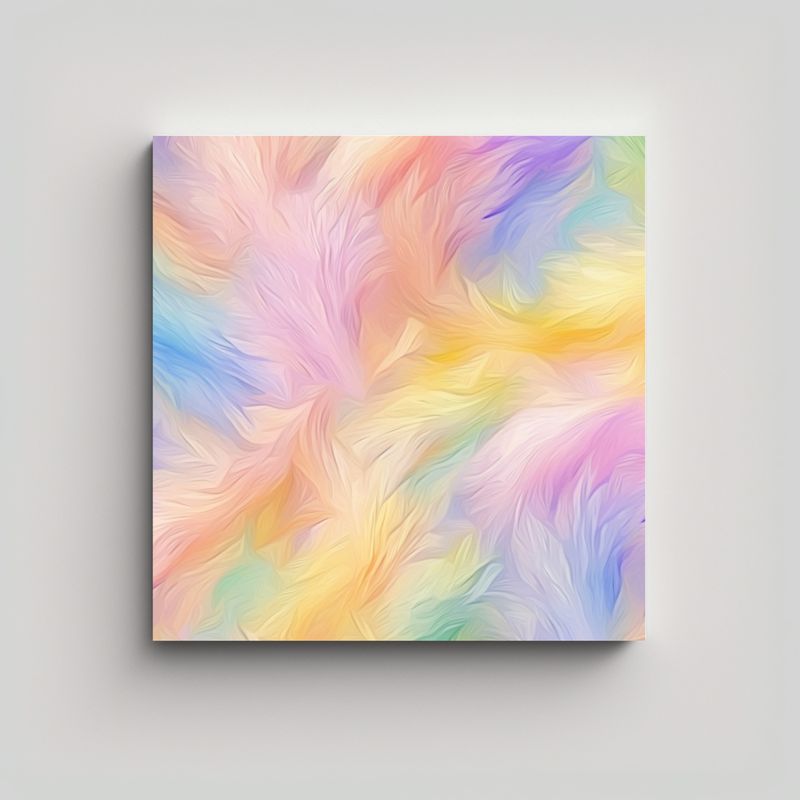 GENERICO - Cuadro Lienzo Colores Pastel Arcoíris Abstracto 80x80 Cm