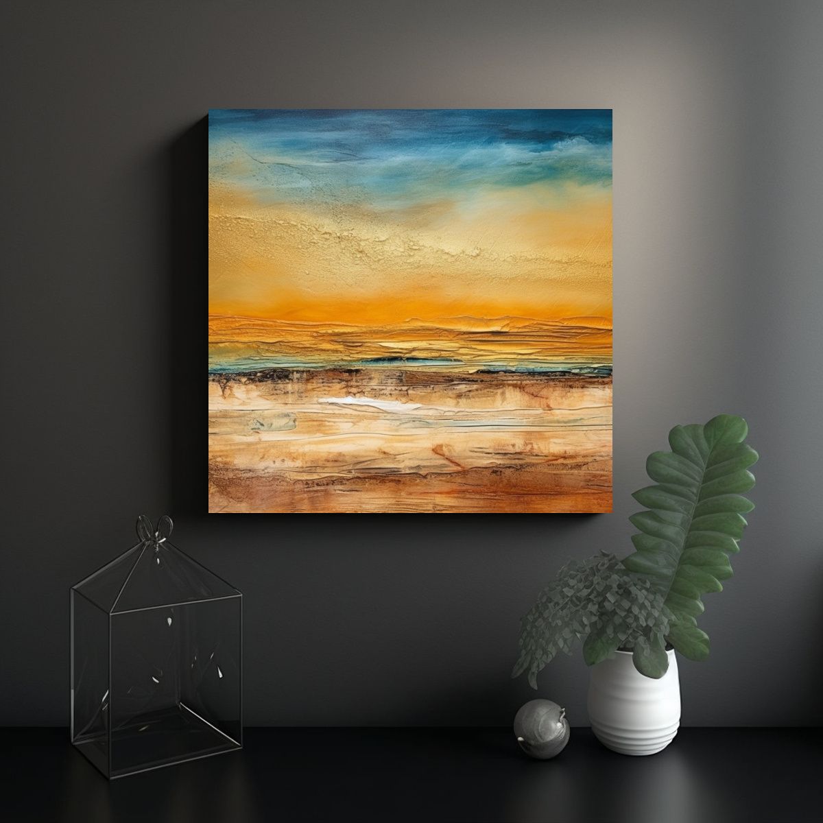 GENERICO - Pintura Abstracta Moderna Con Técnica Mixta En 70x70 Cm