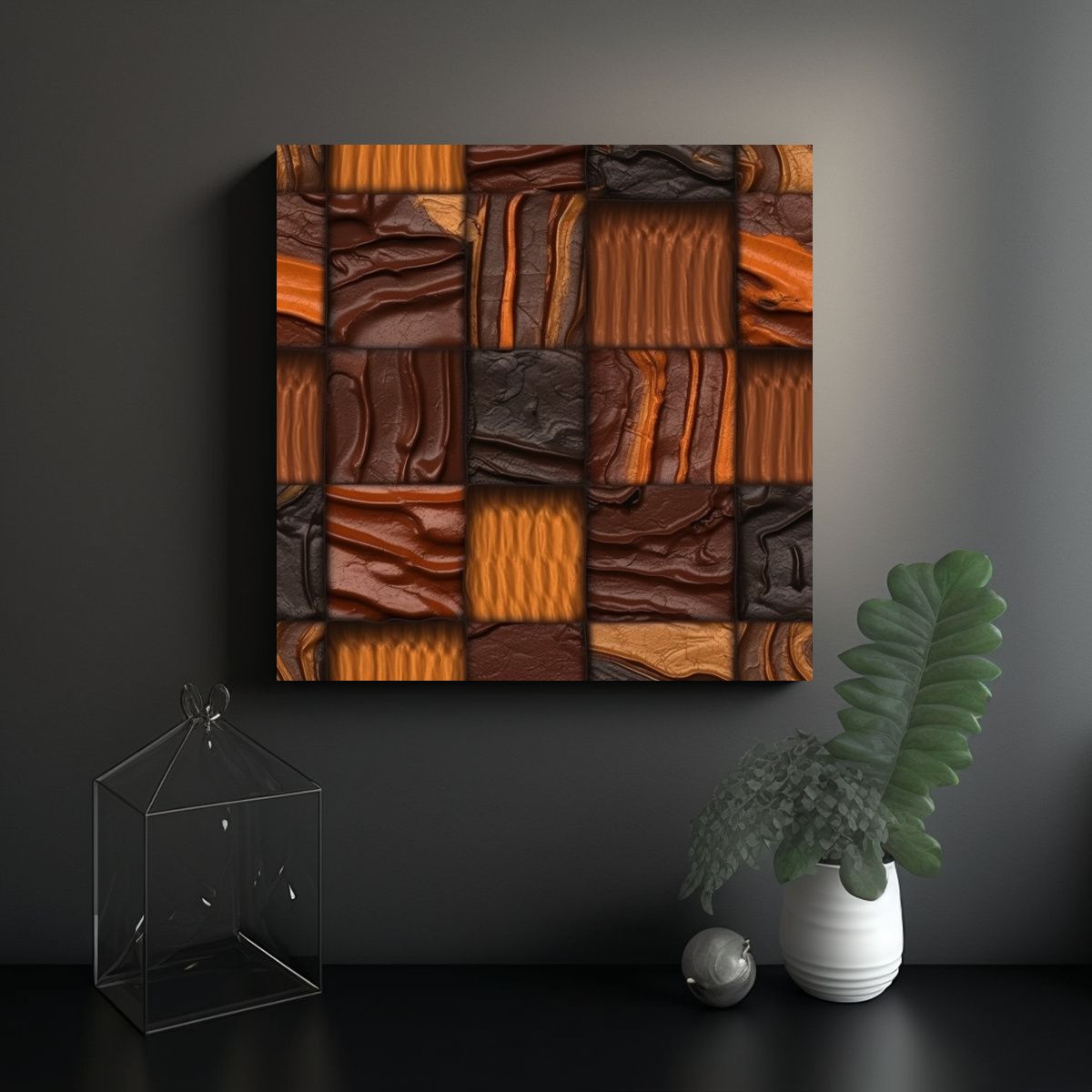 GENERICO - Pintura Al óleo Con Textura De Chocolate En 60x60 Cm