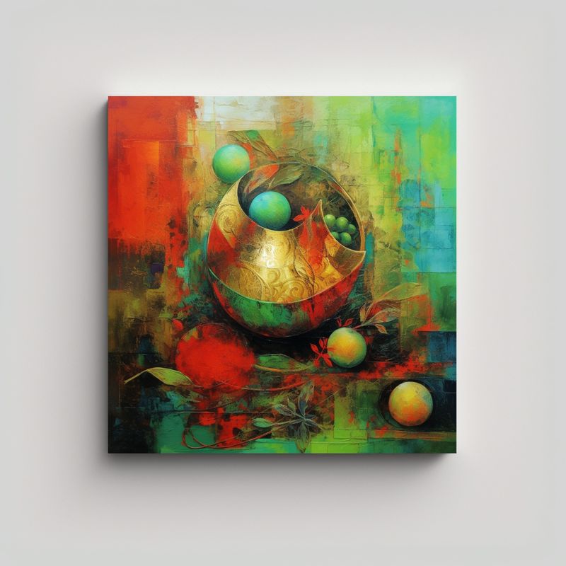 GENERICO - Pintura Vintage Abstracta En Lienzo Con 70x70 Cm