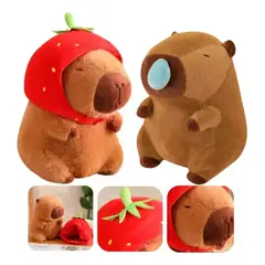 TIOZONEY - Bonito Peluche De Capibara Con Forma De Fresa 2 Unidades-