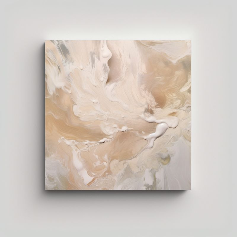 GENERICO - Cuadro Abstracto Blanco Y Beige Estilo Decorativo 70x70 Cm