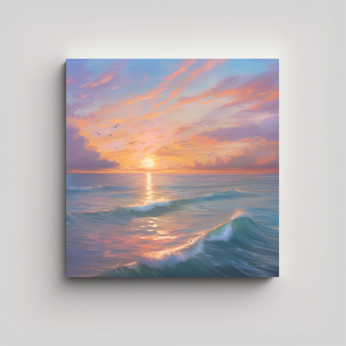 GENERICO - Cuadro Abstracto Sereno Atardecer Sobre Mar 70x70 Cm