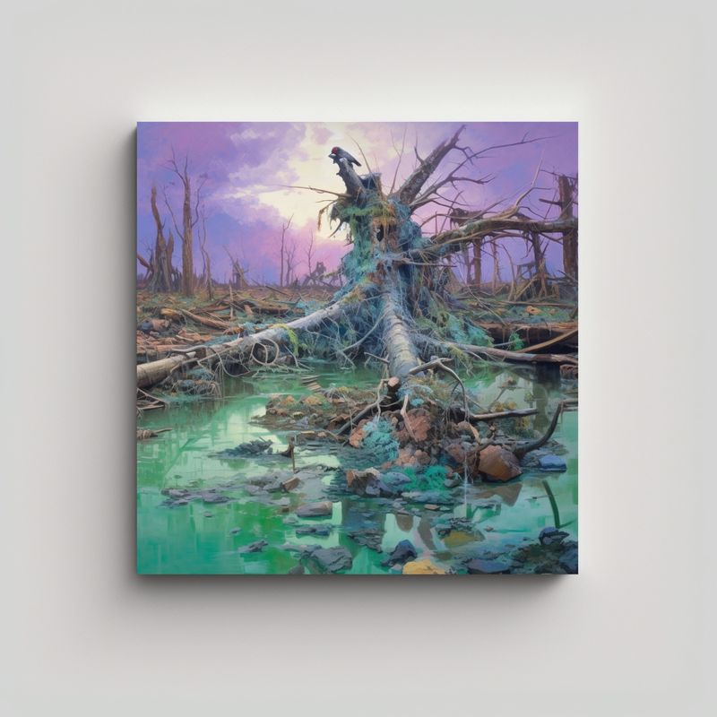 GENERICO - Paisaje Contaminado Árbol Caído Simplicidad 60x60 Cm