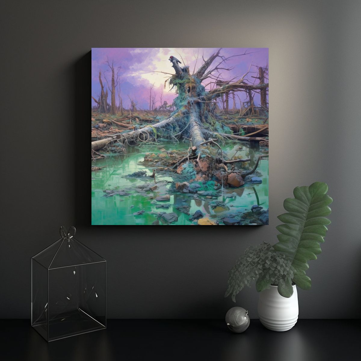 GENERICO - Paisaje Contaminado Árbol Caído Simplicidad 60x60 Cm
