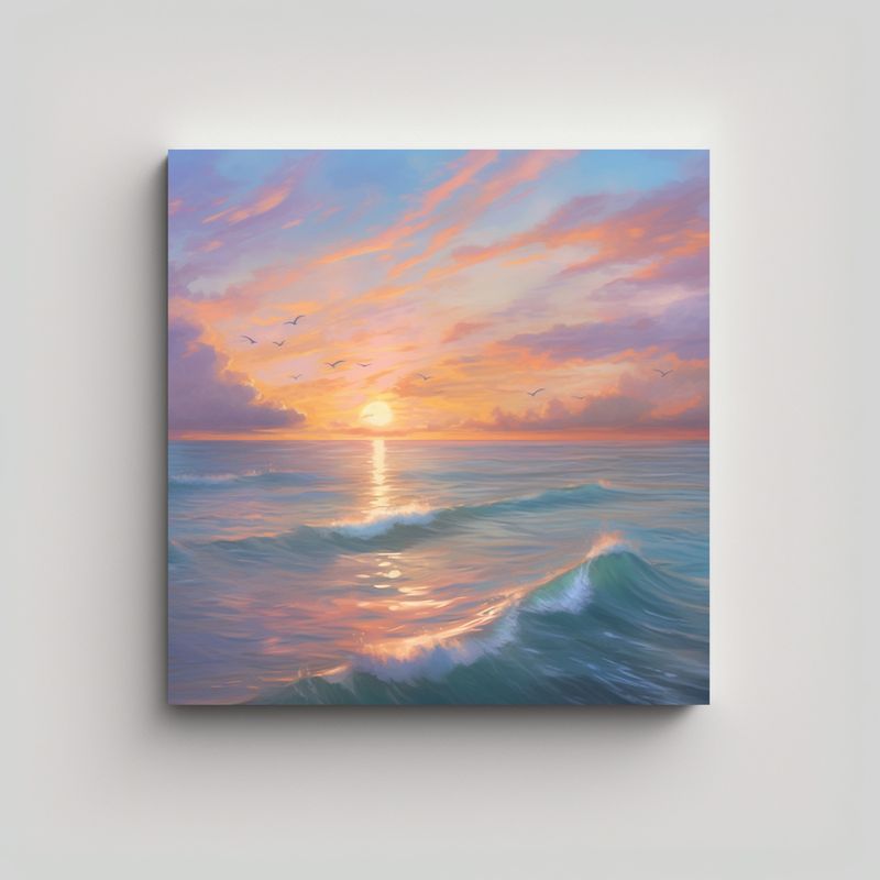 GENERICO - Cuadro Abstracto Sereno: Atardecer Sobre Mar 50x50 Cm