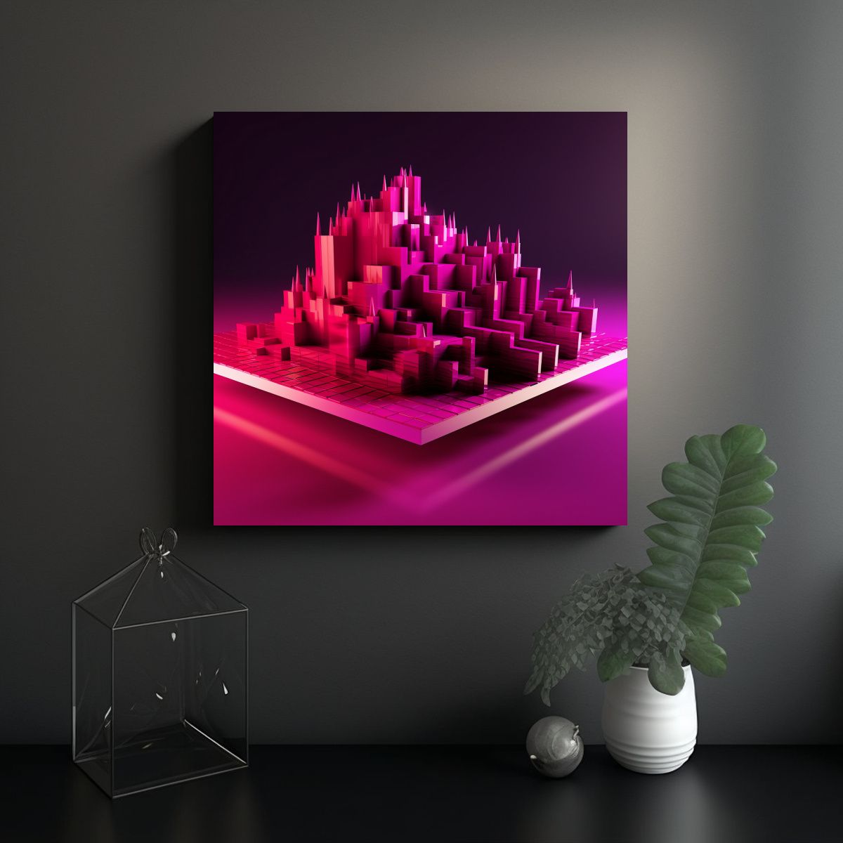 GENERICO - Pintura De Pared Abstracta En Magenta Para Crear 80x80 Cm