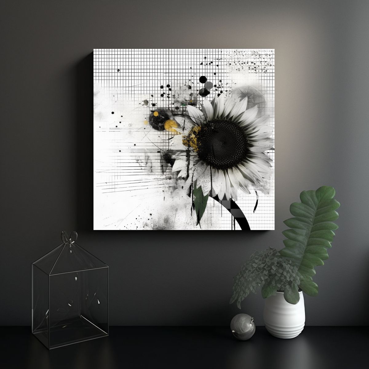 GENERICO - Pinturas Decorativas Abstractas En Blanco Y Negro 90x90 Cm