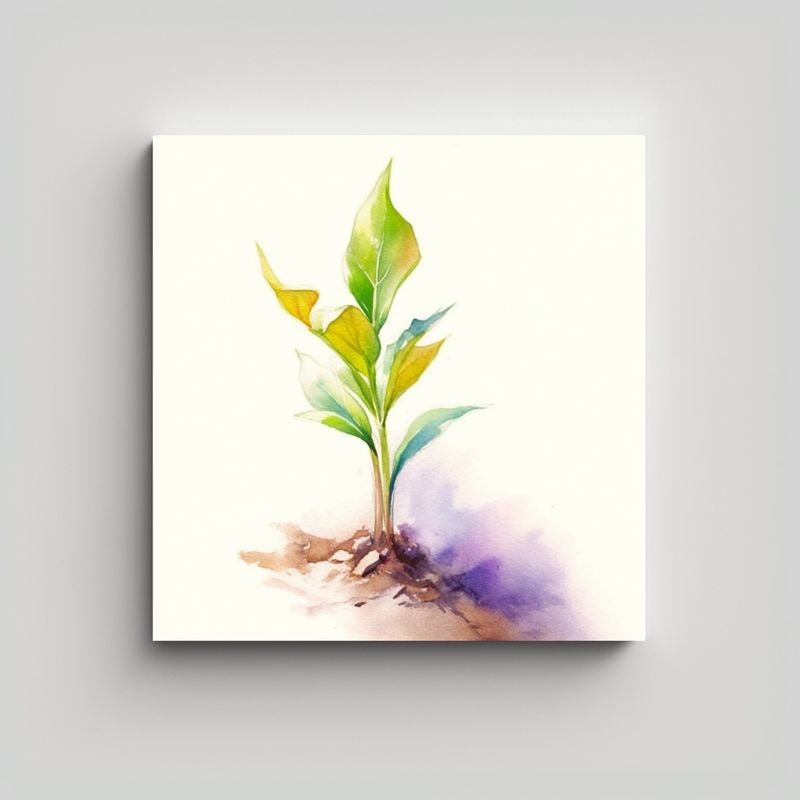 GENERICO - Pintura Moderna De Planta única En Brote Verde 50x50 Cm