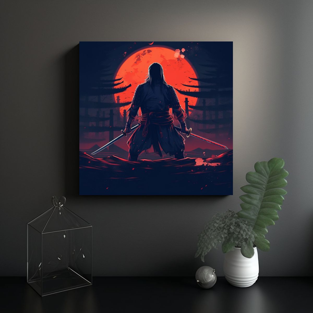 GENERICO - Cuadro Decorativo Rectangular Con Samurái Y 50x50 Cm