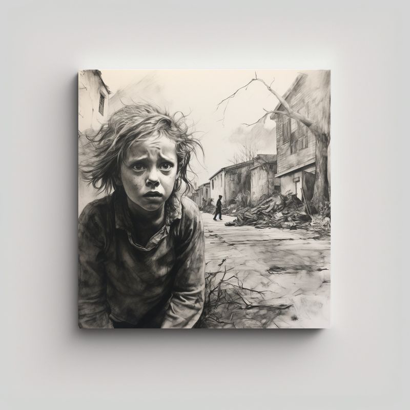 GENERICO - Cuadro De Tela Moderno Niño Llorando En Una 70x70 Cm