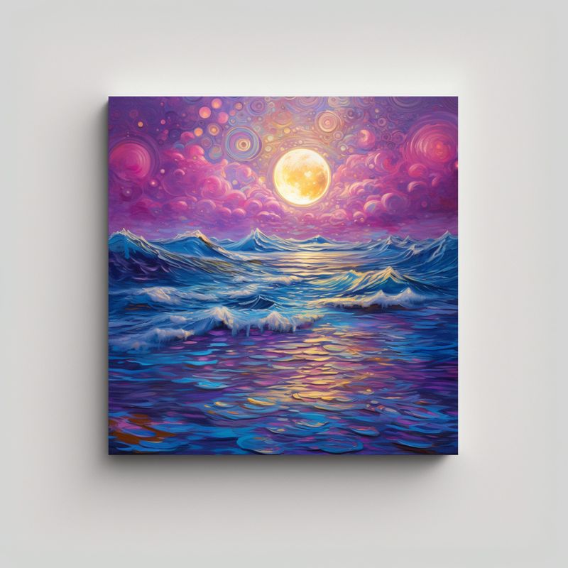 GENERICO - Pinturas En Bastidor Patrón Intenso Mar 70x70 Cm