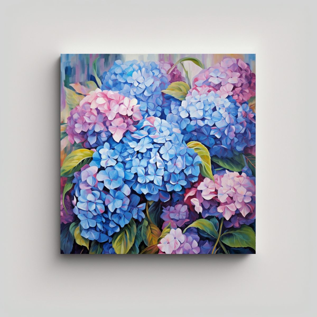 GENERICO - Pintura Abstracta De Hortensias Composición De 60x60 Cm