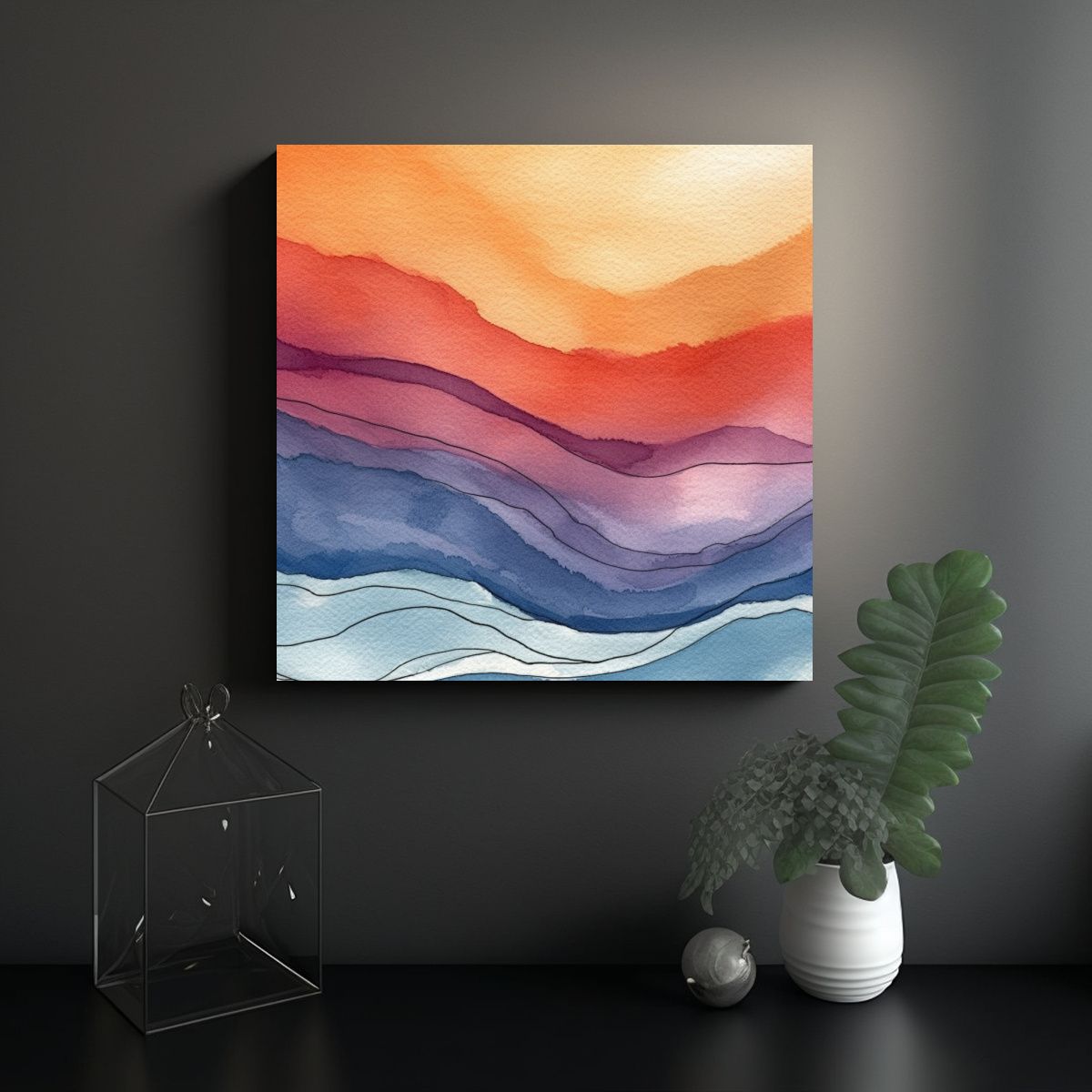 GENERICO - Diseño Abstracción Acuarela Lienzo Tela 90x90 Cm