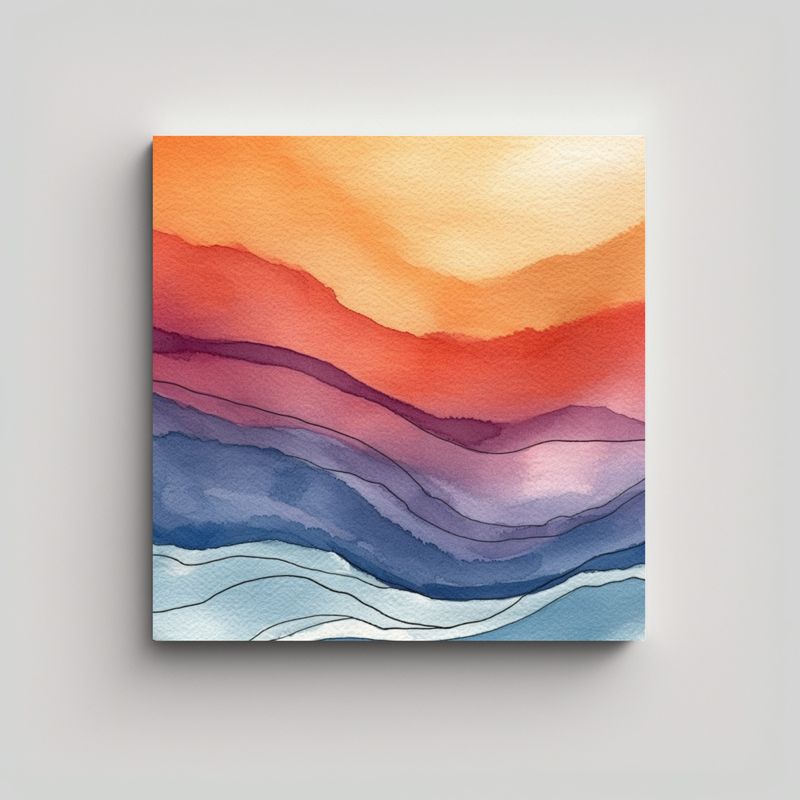 GENERICO - Diseño Abstracción Acuarela Lienzo Tela 80x80 Cm