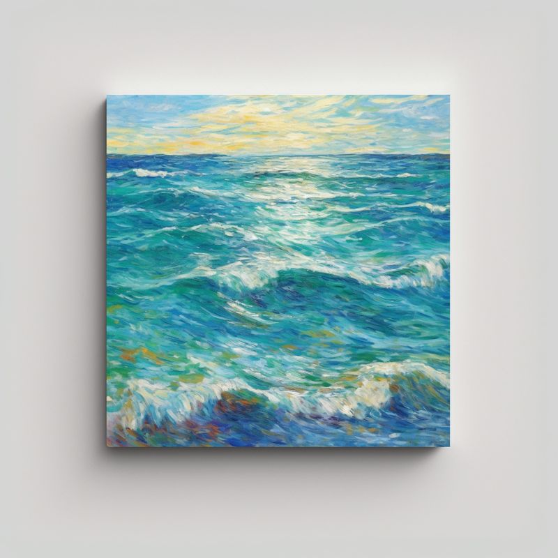 GENERICO - Pintura Abstracta Duradera Mar Azul Brillante 60x60 Cm