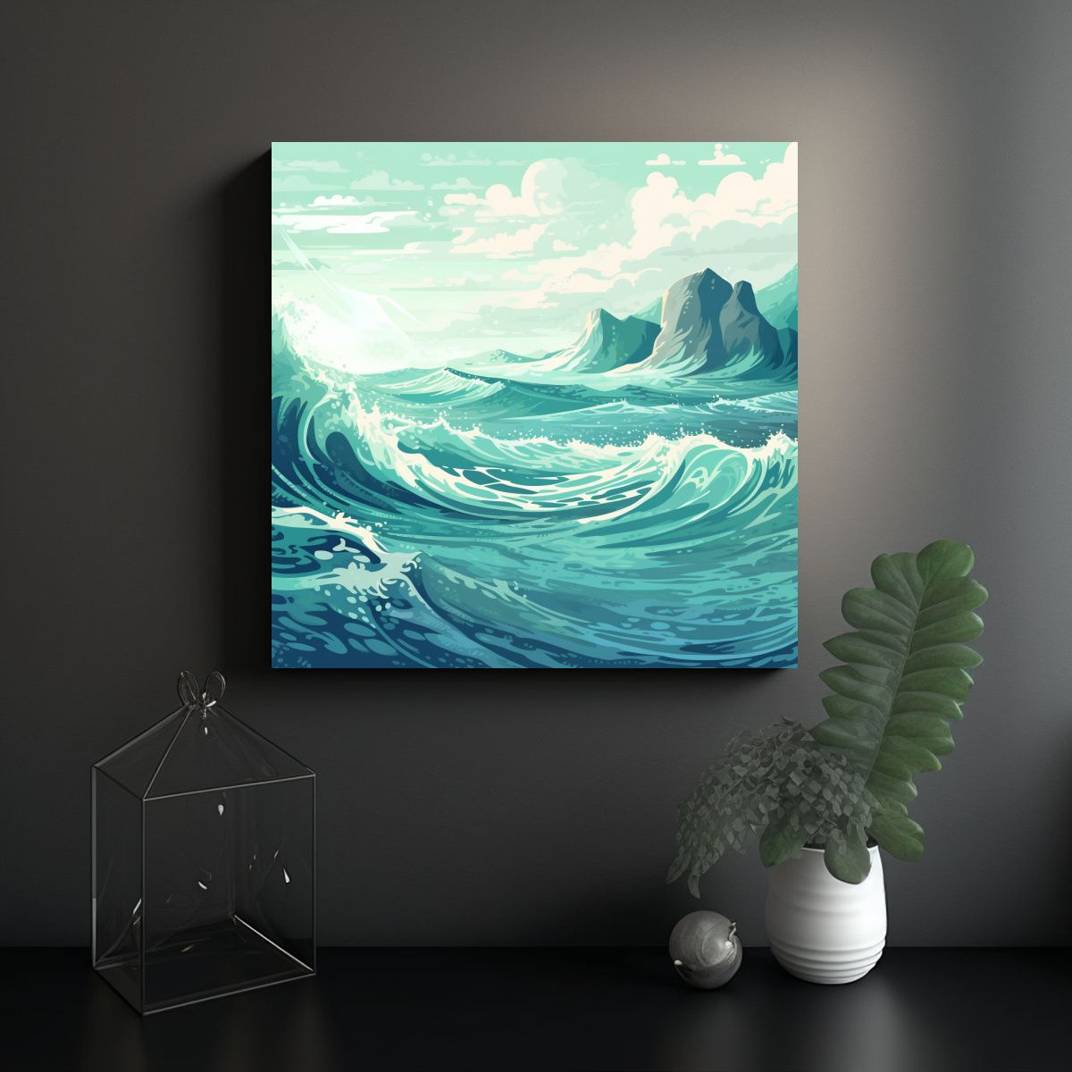 GENERICO - Cuadro Maravillosas Olas Del Mar 90x90 Cm