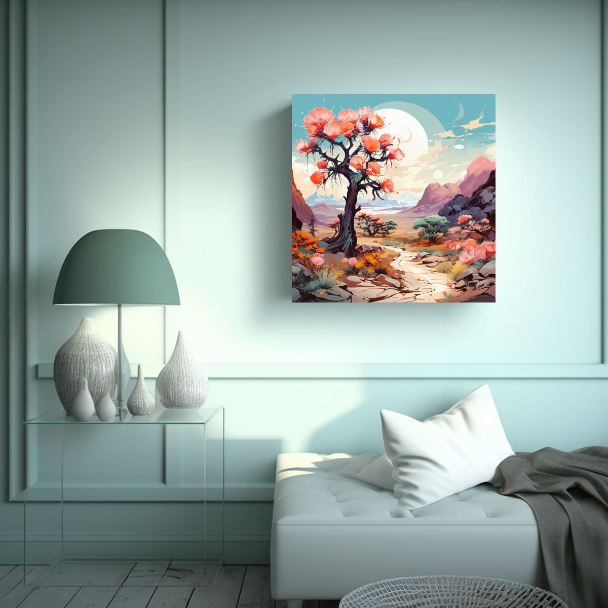 GENERICO - Pintura Impresionista Joshua Tree En Colores 80x80 Cm