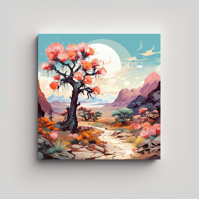 GENERICO - Pintura Impresionista Joshua Tree En Colores 60x60 Cm