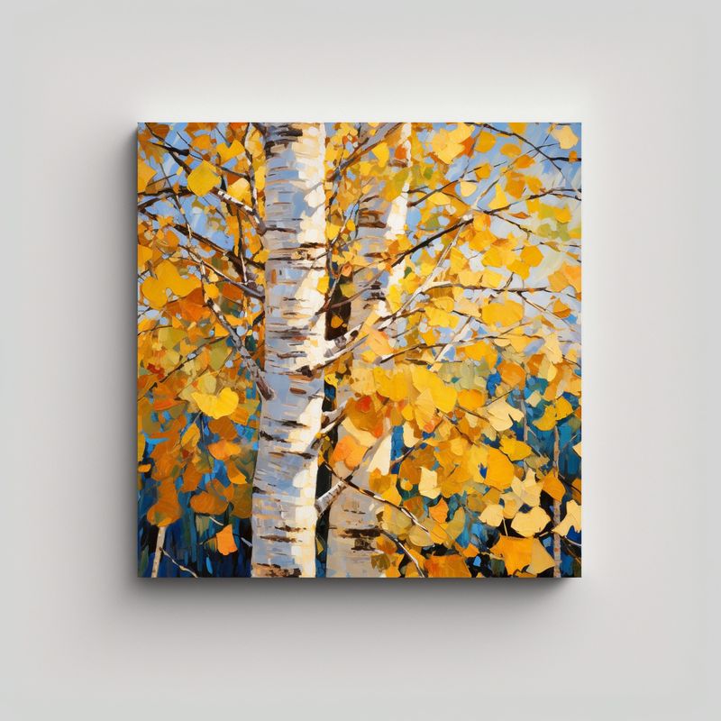 GENERICO - Pintura Abstracta De árbol De Aspen En Lienzo 80x80 Cm