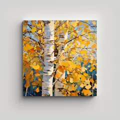 GENERICO - Pintura Abstracta De árbol De Aspen En Lienzo 50x50 Cm