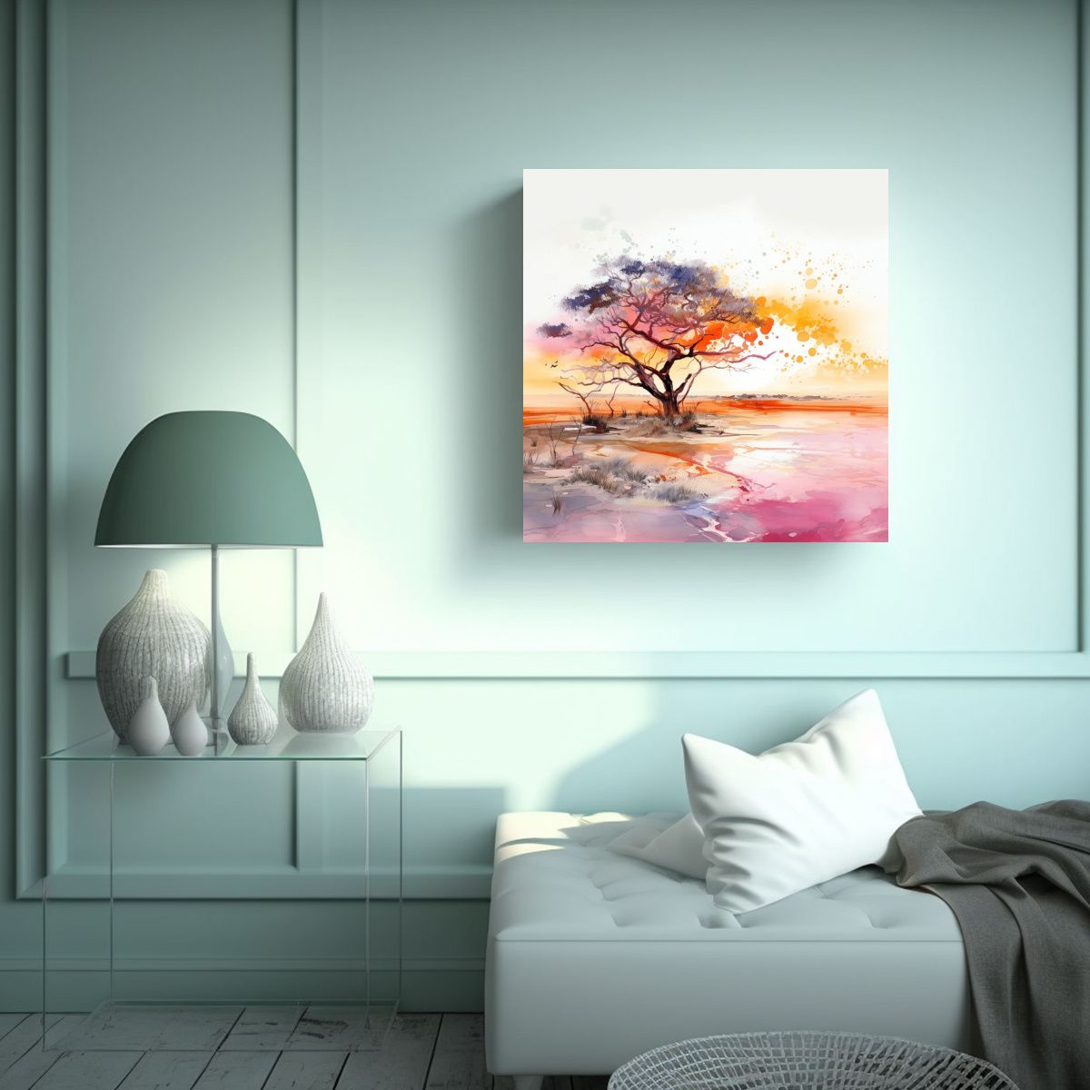 GENERICO - Pintura Decorativa Abstracta Con árboles De 50x50 Cm