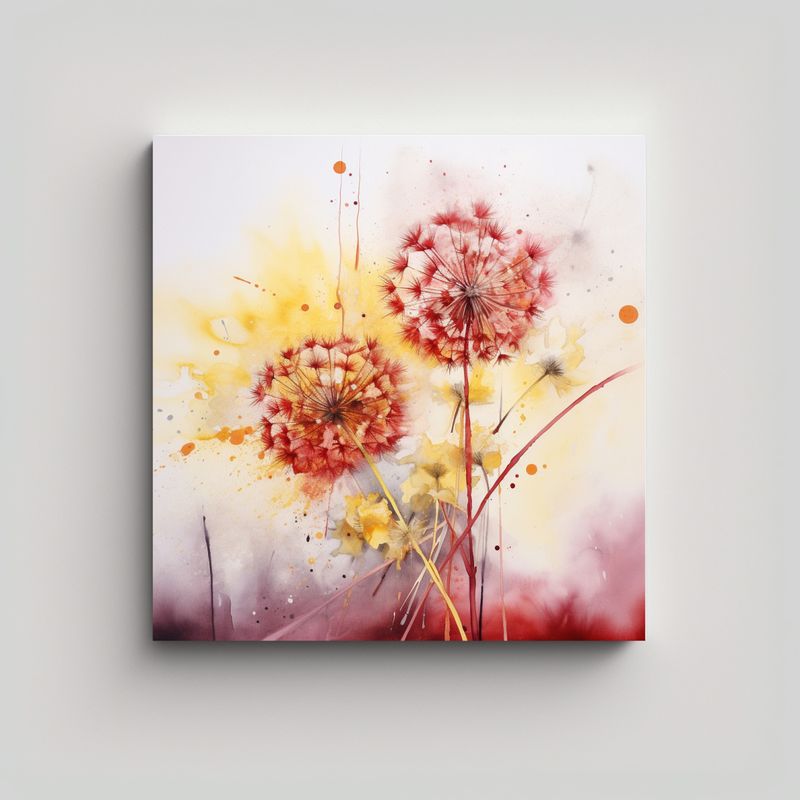 GENERICO - Pintura Abstracta De Flores De Diente De León En 70x70 Cm
