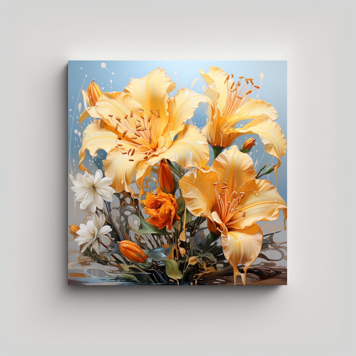 GENERICO - Cuadro Abstracto Amarillo En Bastidor Forma 80x80 Cm