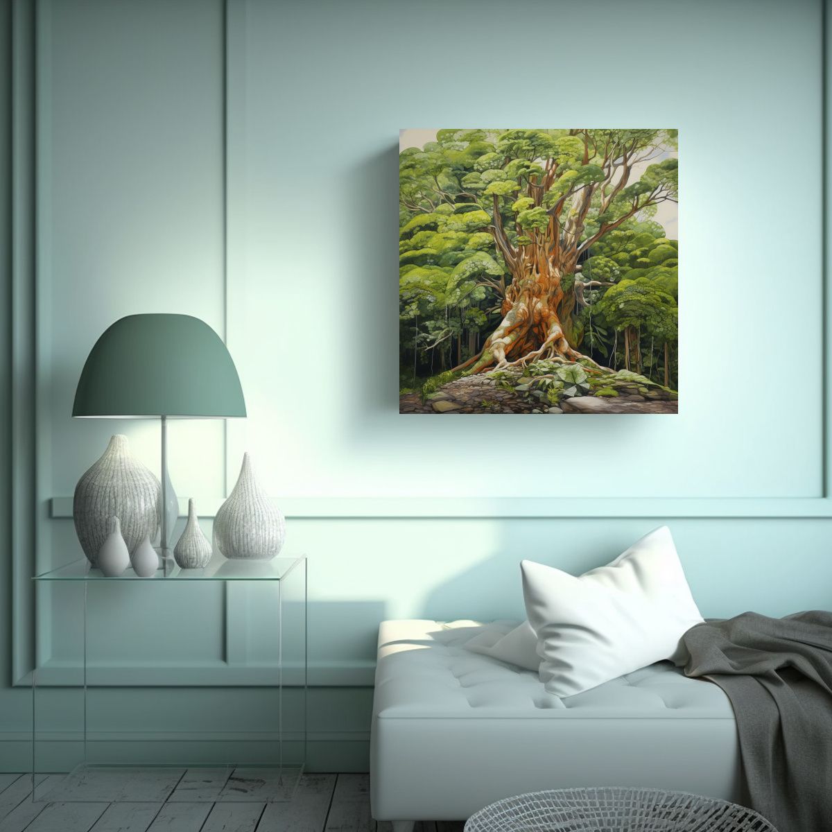 GENERICO - Pintura Abstracta Estilo óleo De Árbol Kauri En 80x80 Cm