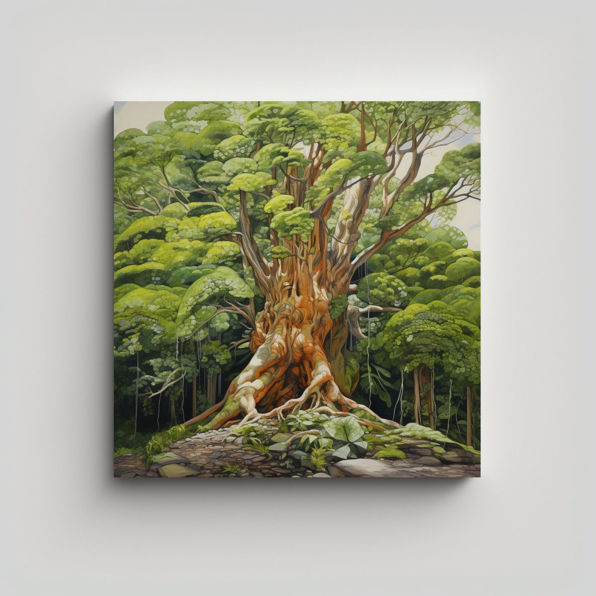 GENERICO - Pintura Abstracta Estilo óleo De Árbol Kauri En 60x60 Cm