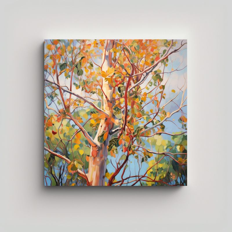 GENERICO - Pintura Abstracta En óleo De Un árbol De 70x70 Cm