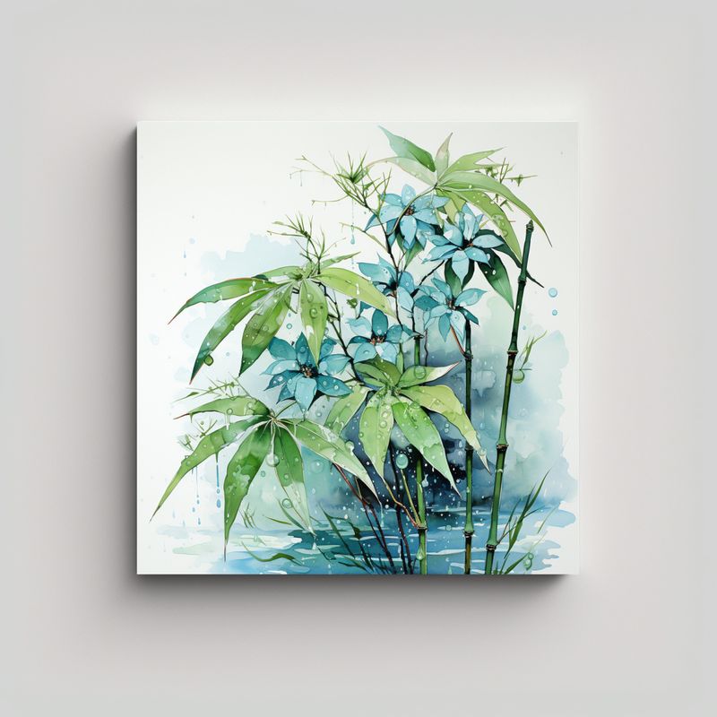 GENERICO - Pinturas Decorativas De Bambú Y Hojas Acuarela 80x80 Cm
