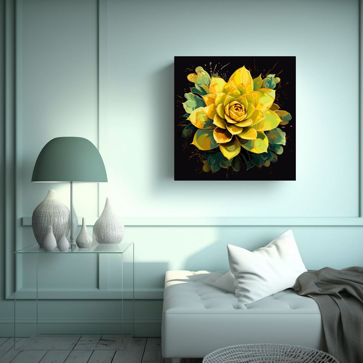 GENERICO - Pinturas Decorativas De Suculentas En Tonos 80x80 Cm